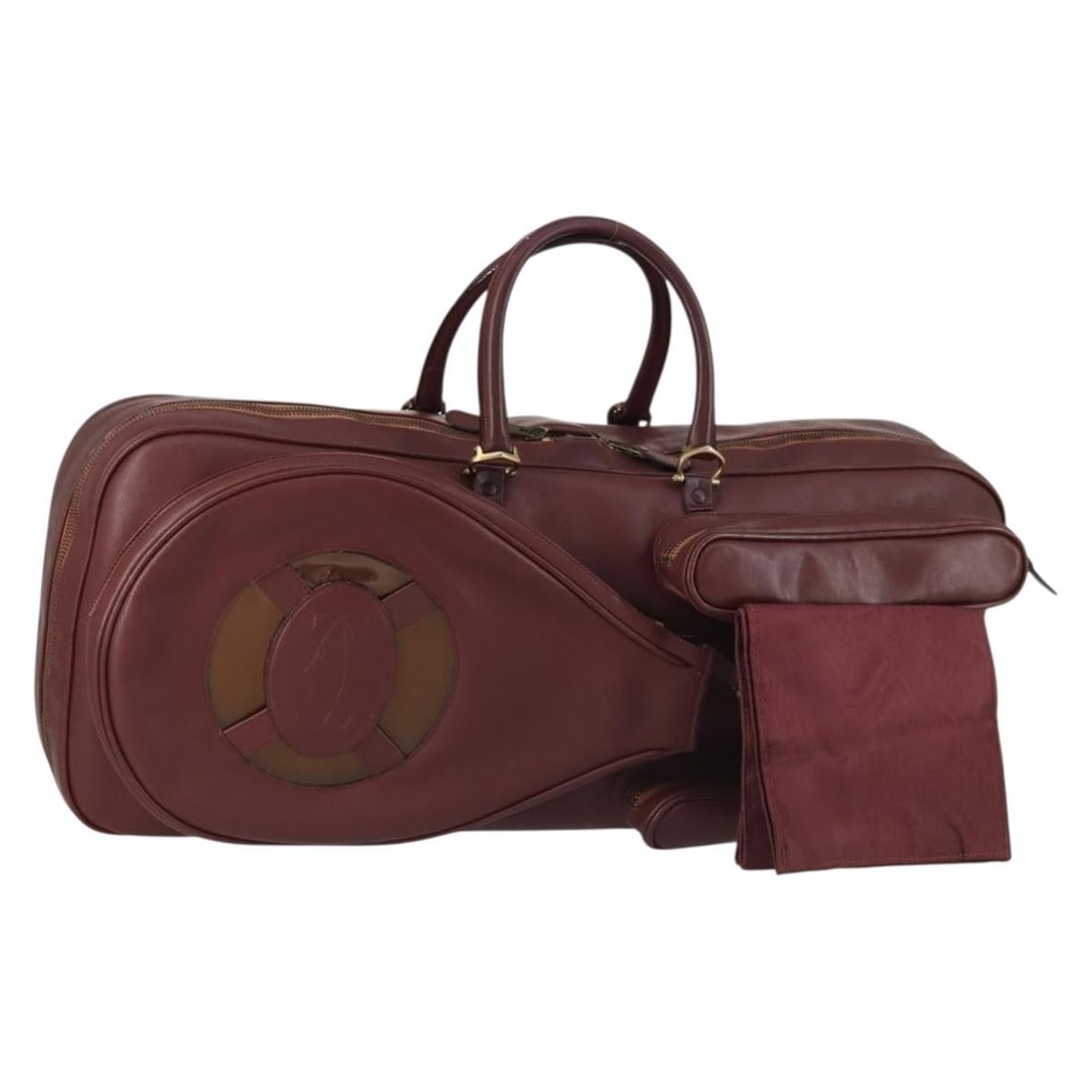 Cartier Must Line Bordeaux Leather Tennis Bag with Gold Accents (1 of 18)