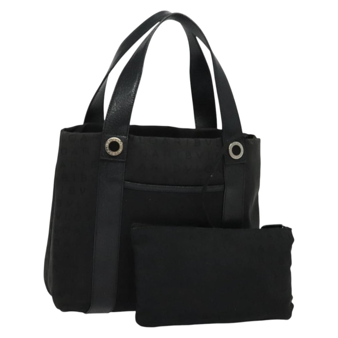 BVLGARI Logo Mania Canvas Tote Bag Black Silver Italy: BVLGARI Logo Mania Canvas Tote Bag Black Silver Italy This BVLGARI Logo Mania Tote Bag showcases a stylish blend of black and silver colors, crafted from durable canvas. Designed for both function and