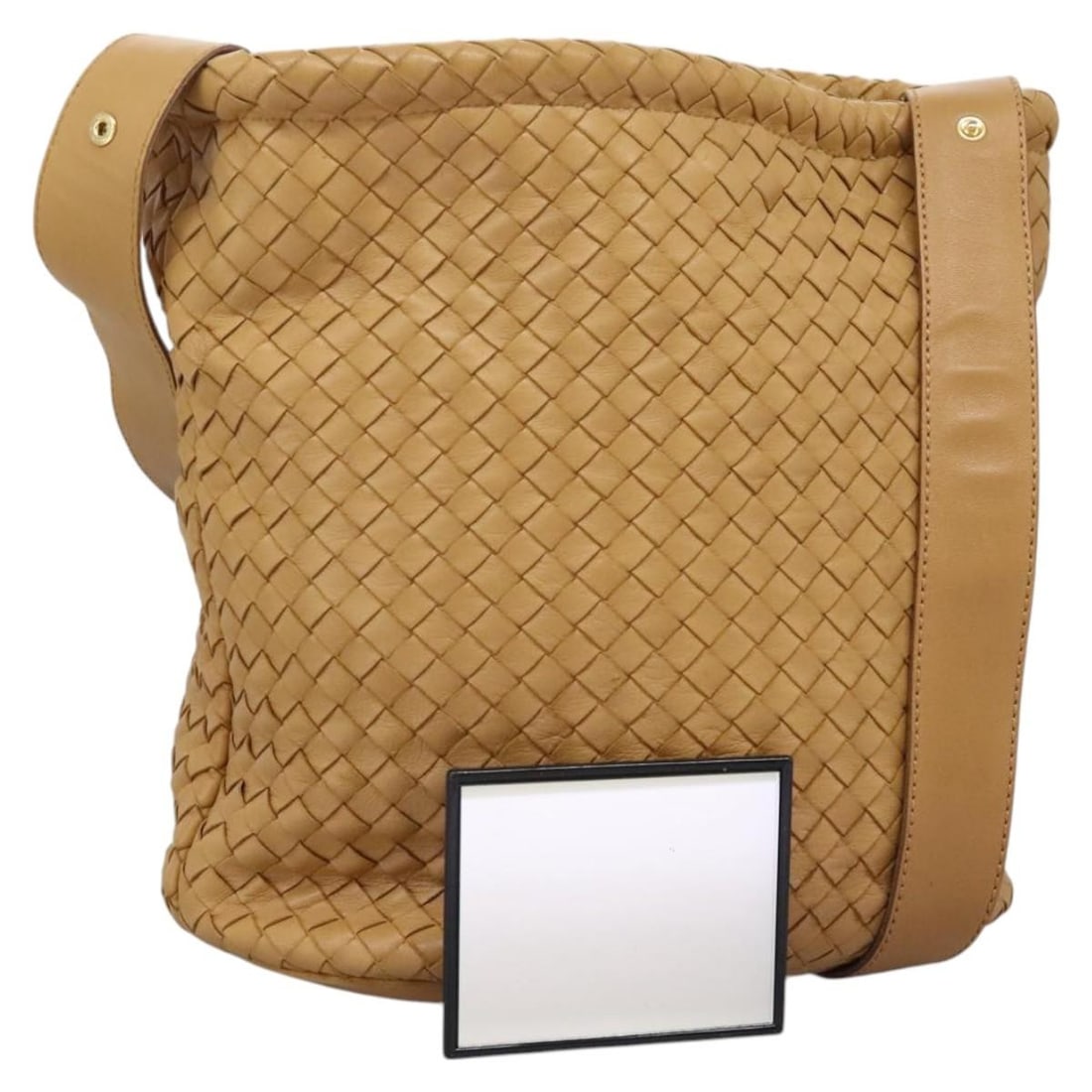 Bottega Veneta Intrecciato Beige Gold Leather Shoulder Bag Auth 124293 (1 of 18)