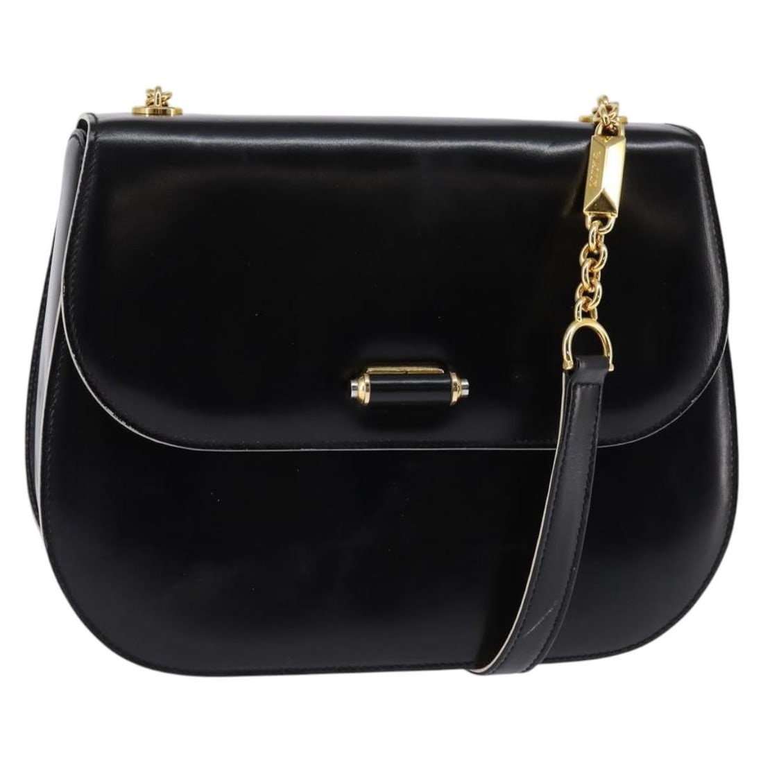 BALLY Black Gold Leather Shoulder Bag BA6151 Italy (1 of 18)