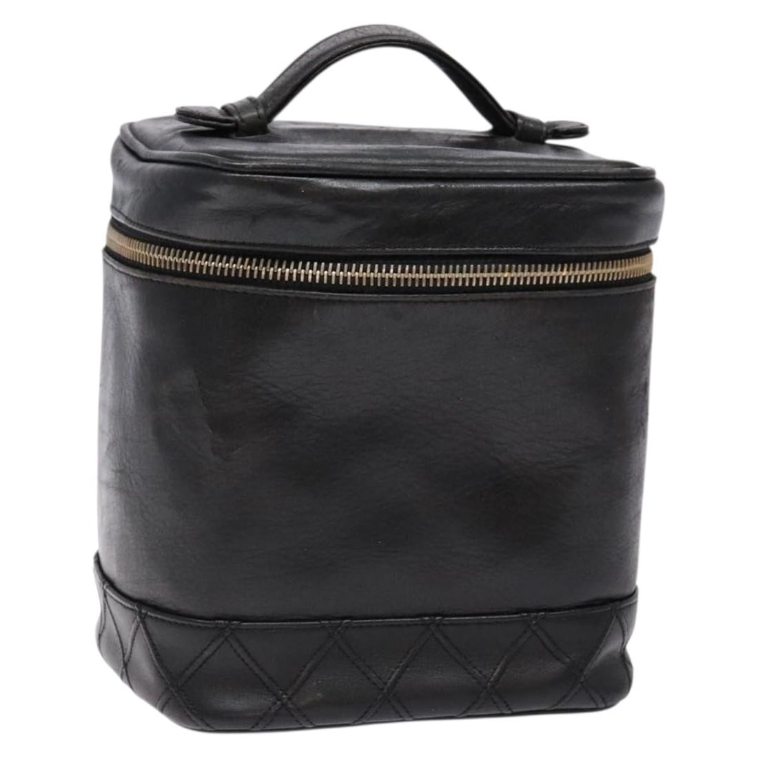 CHANEL Bicolore Vanity Hand Bag Black Gold Lambskin Italy Auth (1 of 18)