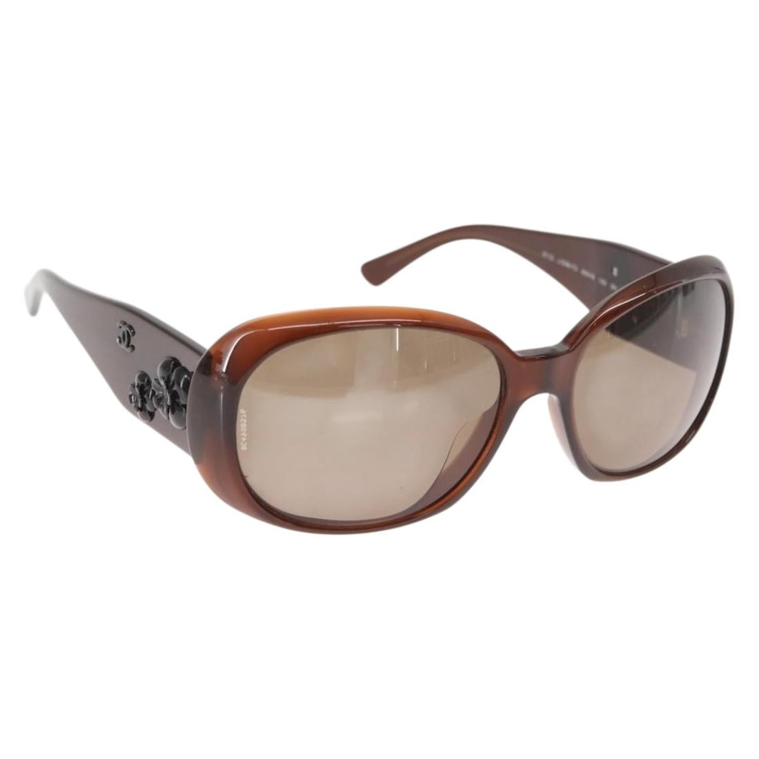 CHANEL Camelia Brown Plastic Sunglasses Authentic Italy (1 of 10)