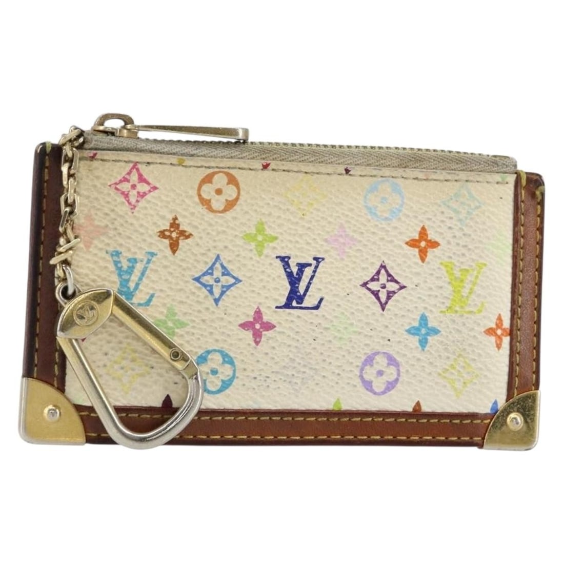 LOUIS VUITTON Monogram Multicolor Coin Purse M92655 White Auth: LOUIS VUITTON Monogram Multicolor Coin Purse M92655 White Auth Elevate your accessory collection with this authentic Louis Vuitton Monogram Multicolor Pochette Cles, a stylish and functional coin purs