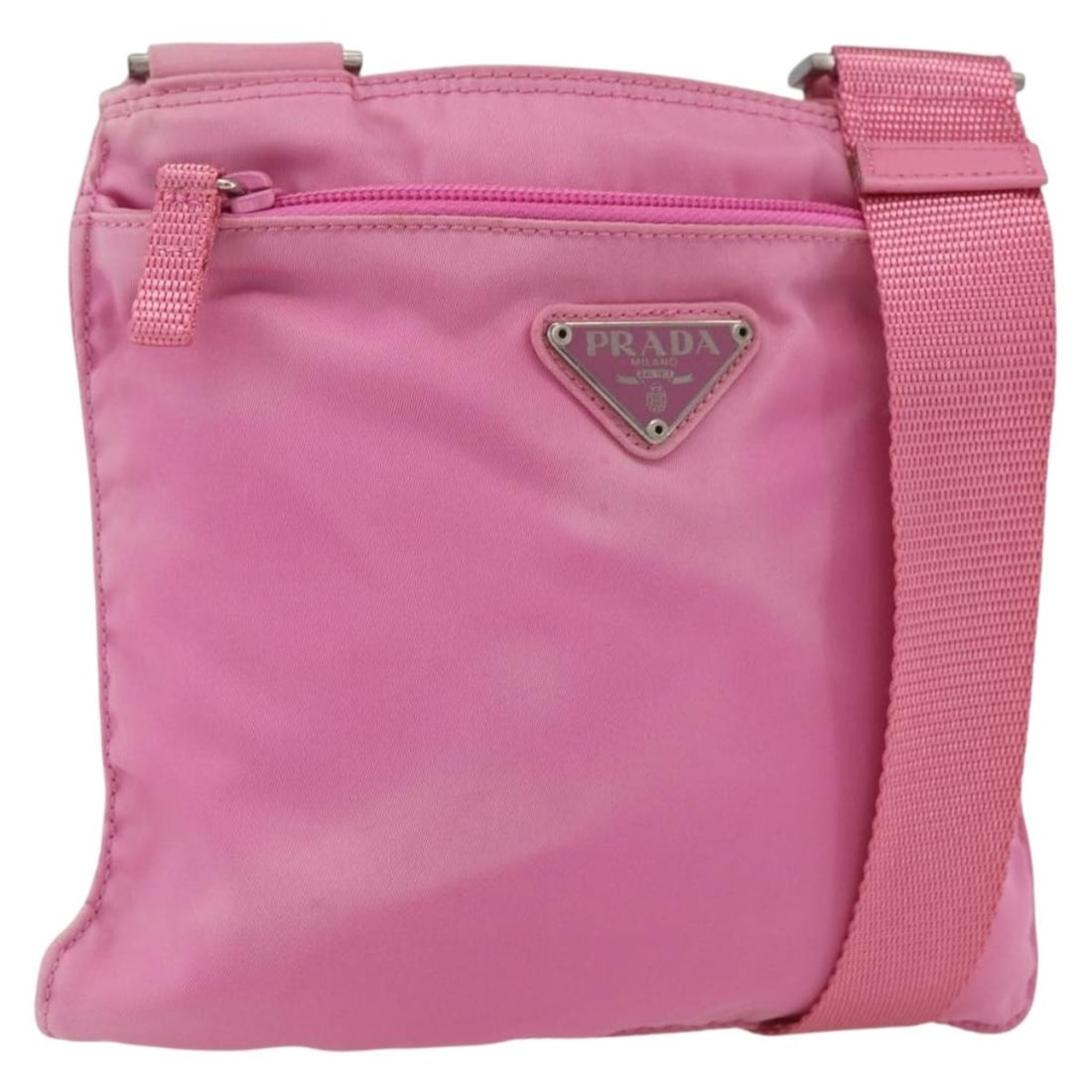 Prada Pink Nylon Shoulder Bag with Silver Tone Trim and Guarantee Card (1 of 18)
