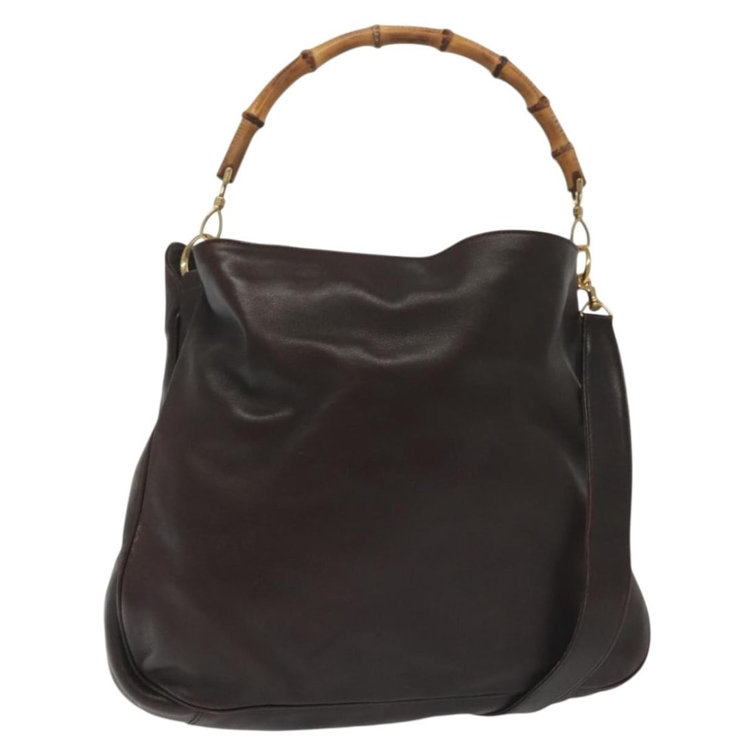 GUCCI Bamboo Leather Hand Bag Gold Black 001 2123 1577 Authentic (1 of 18)