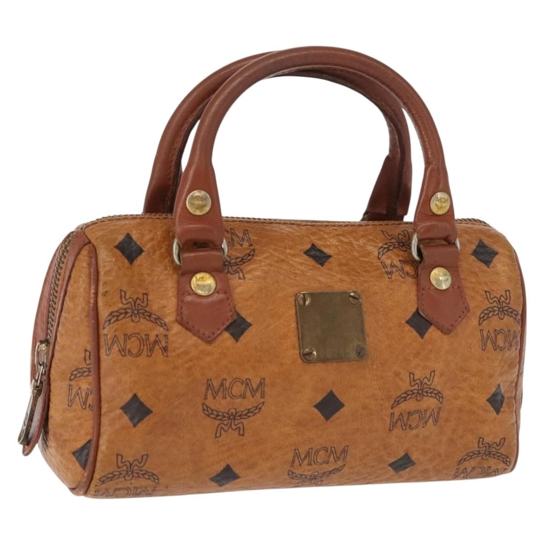 MCM Logogram Vicetos Brown Gold PVC Leather Hand Bag BA7357 (1 of 18)