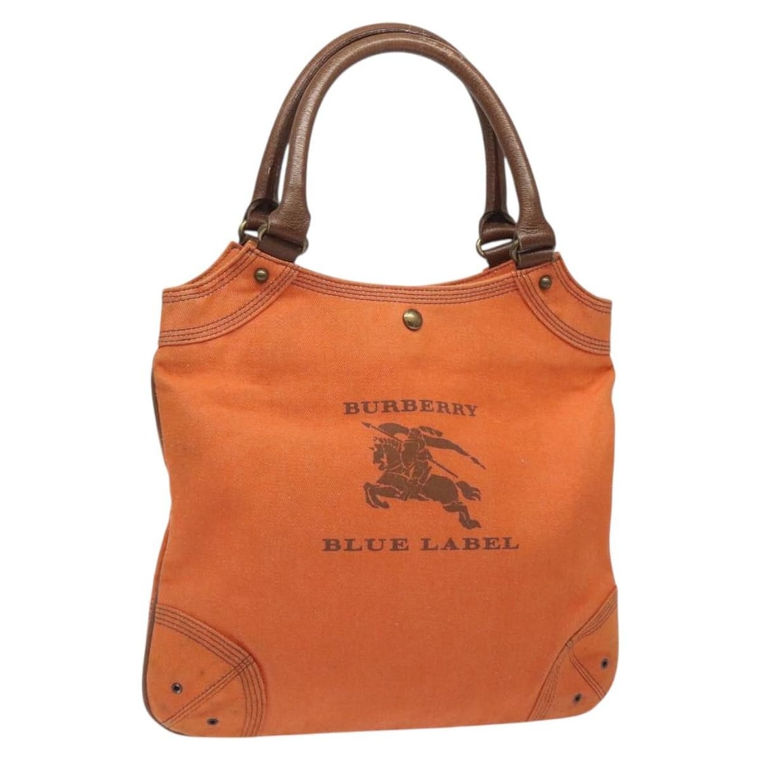 Burberry Blue Label Orange Canvas Boston Bag Made in Japan: Burberry Blue Label Orange Canvas Boston Bag Made in Japan This Burberry Blue Label Boston Bag is a stylish and functional accessory, crafted in Japan from durable canvas with an eye-catching orange e