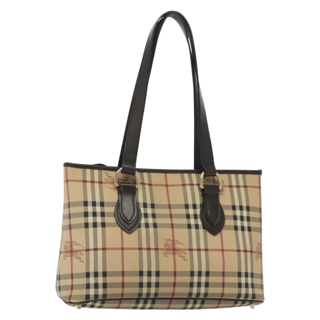 BURBERRY Nova Check Tote Bag PVC Leather Beige Gold Made in Italy (1 of 18)