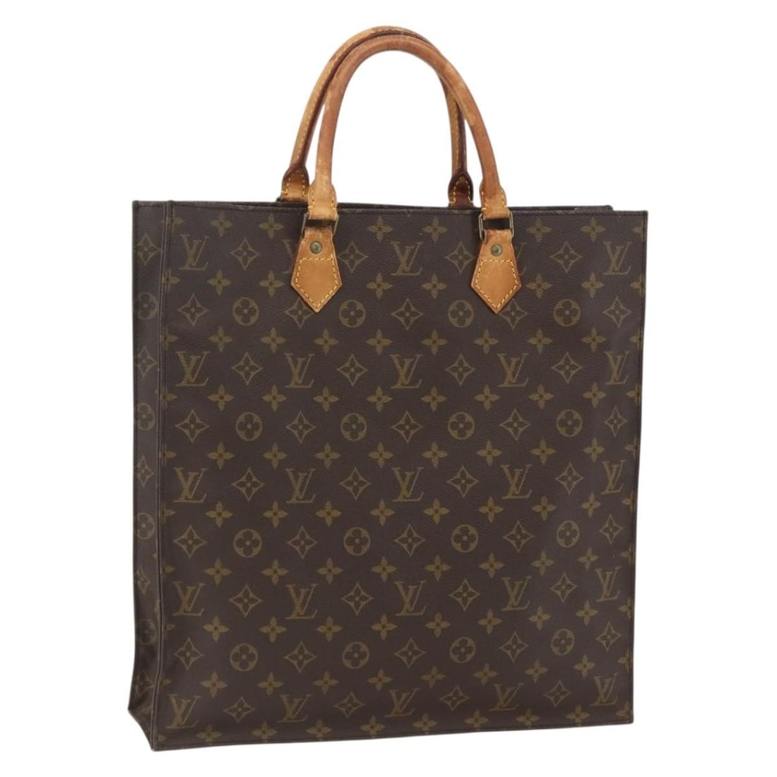 Louis Vuitton Sac Plat Monogram Canvas M51140 Tote Handbag from France: Louis Vuitton Sac Plat Monogram Canvas M51140 Tote Handbag from France This is a Louis Vuitton Sac Plat handbag crafted from signature Monogram canvas. The bag features dual top handles and a spacious