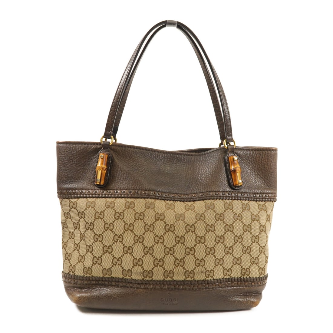 GUCCI GG GHW Bamboo Tote Bag Brown Canvas Leather 353125 (1 of 16)