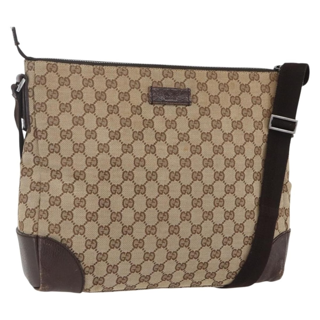 GUCCI GG Canvas Beige Silver Shoulder Bag 110054 Auth Italy (1 of 18)