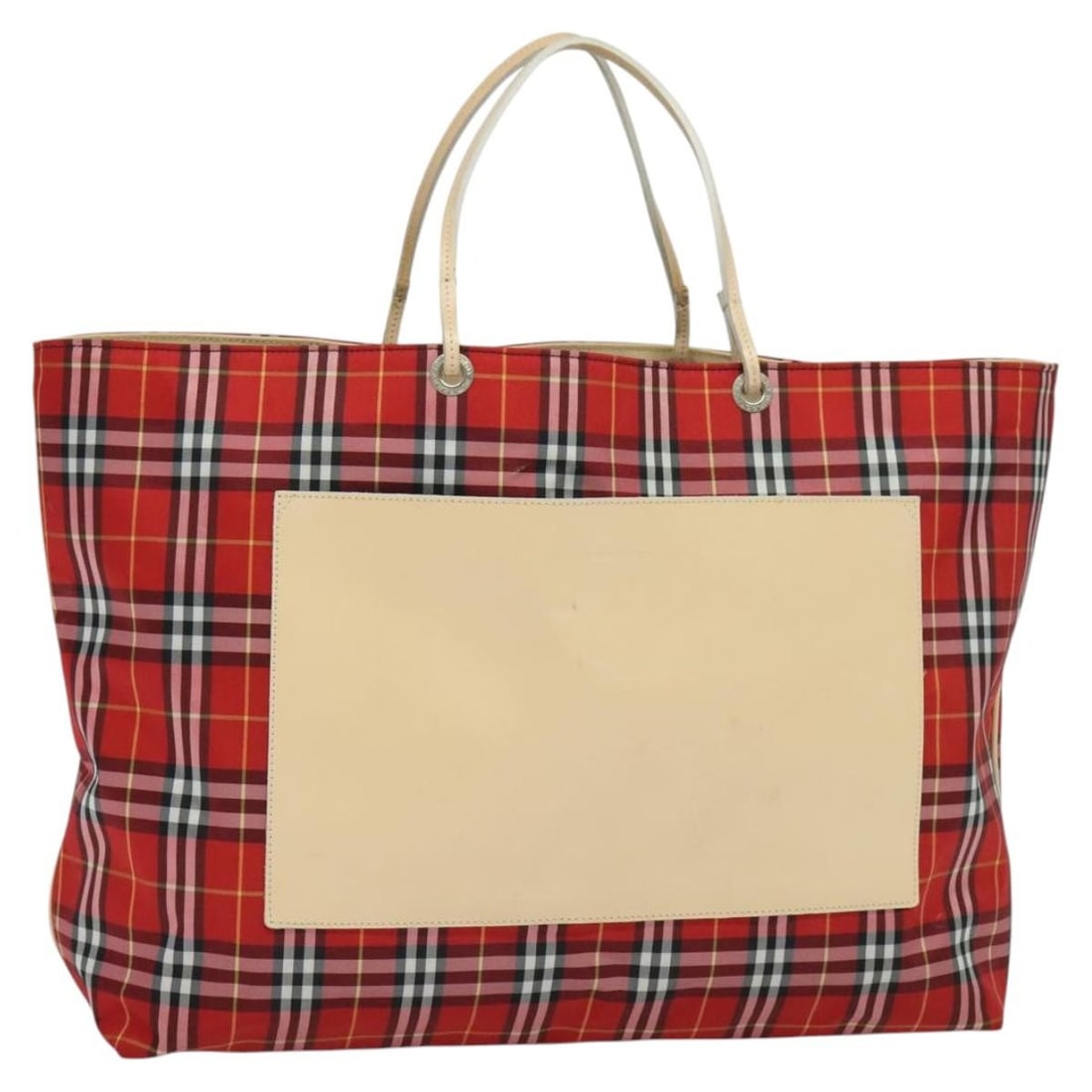 Burberry Nova Check Tote Bag Red Beige Nylon Made in Italy (1 of 18)
