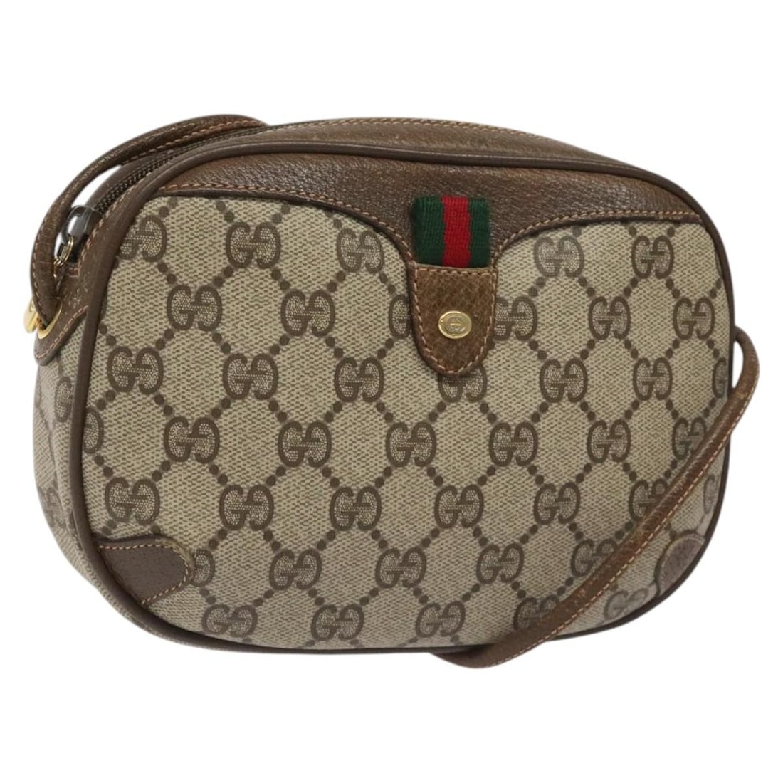 GUCCI GG Supreme Web Sherry Line Shoulder Bag PVC Beige Red Green Auth: GUCCI GG Supreme Web Sherry Line Shoulder Bag PVC Beige Red Green Auth This GUCCI GG Supreme Sherry Line Shoulder Bag combines elegance and practicality with its stylish design. Crafted from durable P