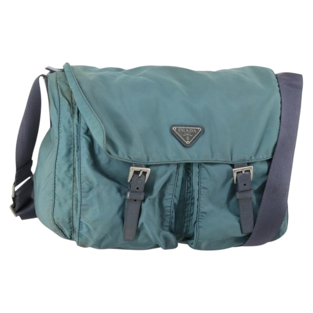 PRADA Green Silver Nylon Shoulder Bag Made in Italy (1 of 18)