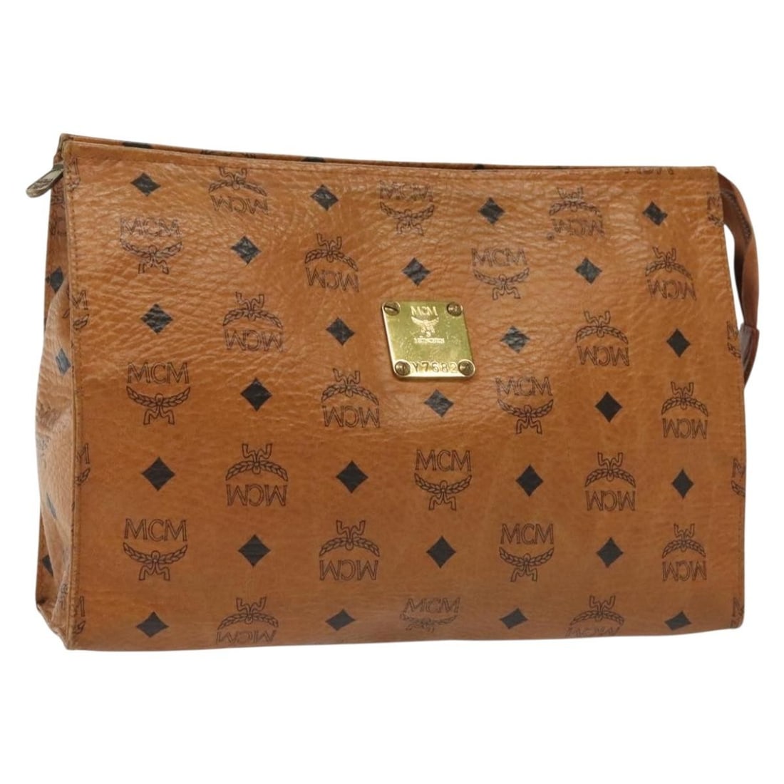 MCM Logogram Vicetos Clutch Bag Brown Gold PVC Leather Auth Y7682 (1 of 17)