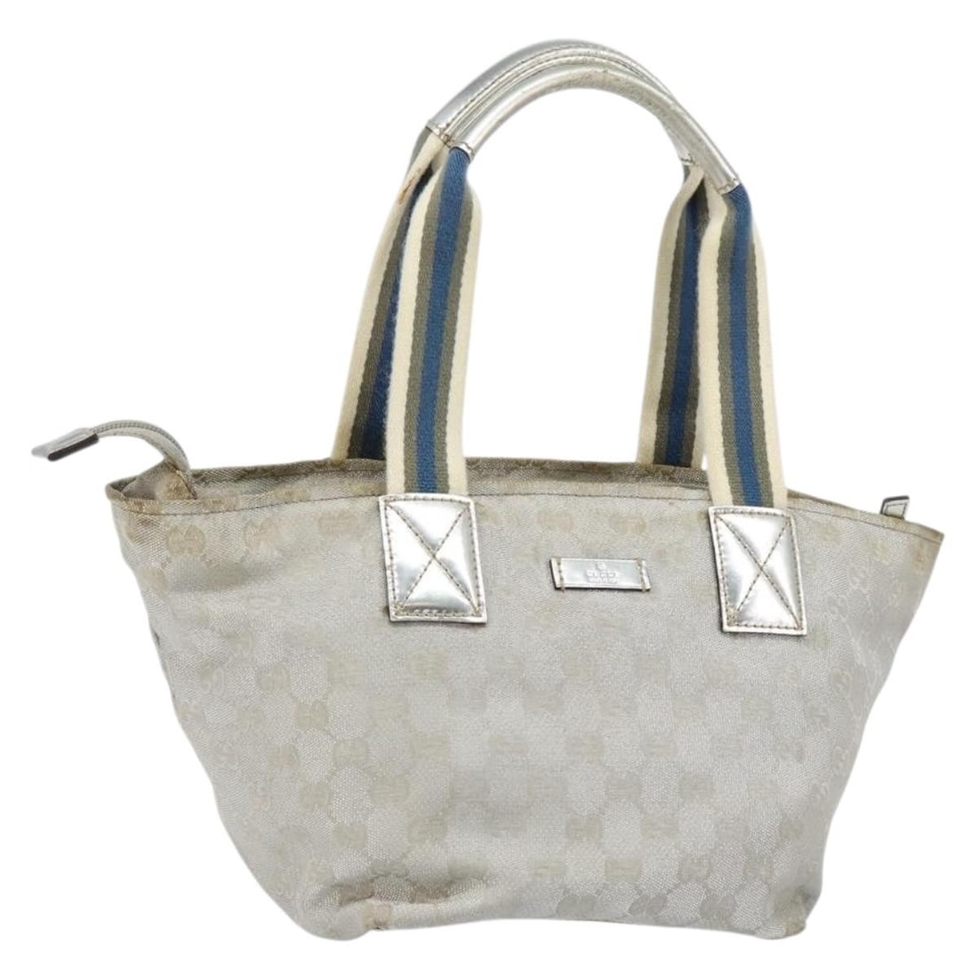GUCCI GG Canvas Sherry Line Tote Bag Silver Blue Khaki Italy Authentic: GUCCI GG Canvas Sherry Line Tote Bag Silver Blue Khaki Italy Authentic This authentic GUCCI GG Canvas Sherry Line Tote Bag combines elegance with practicality. Crafted in Italy, it features a striking