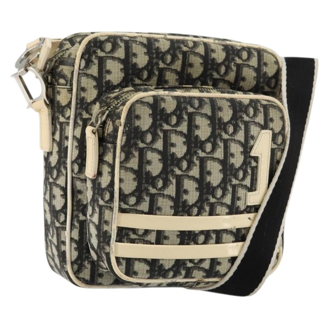 Christian Dior Black Silver Trotter Canvas Shoulder Bag PVC Authentic (1 of 18)