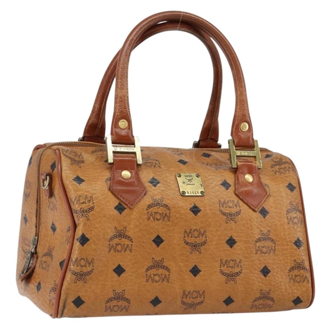 MCM Logogram Vicetos Brown Gold Hand Bag PVC Leather Auth AM9628 (1 of 18)