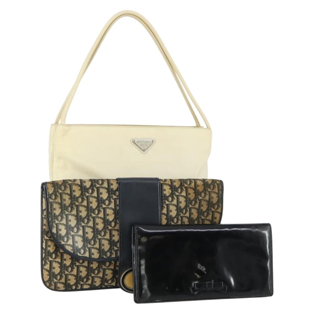 Christian Dior Canvas Nylon Hand Bag Set of 3 Authentic (1 of 18)