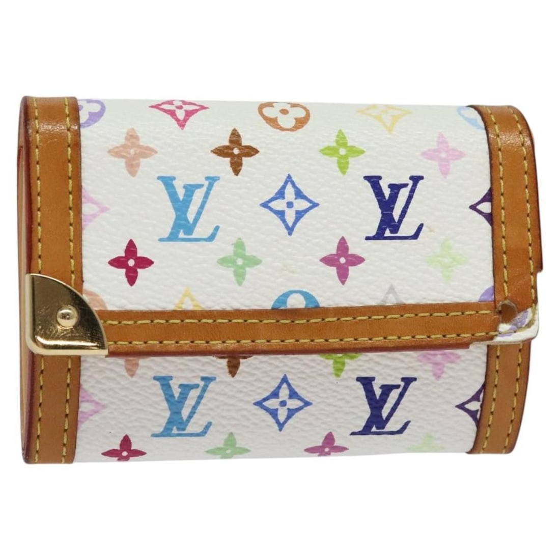 LOUIS VUITTON Monogram Multicolor Coin Purse White M92657 Auth (1 of 18)