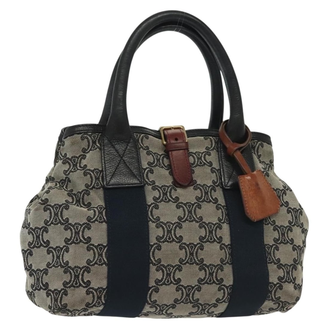 CELINE Macadam Canvas Hand Bag Navy Gold Made in Italy (1 of 18)