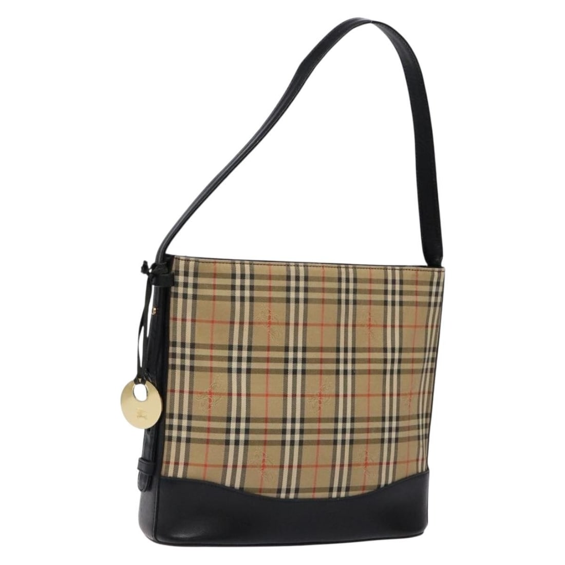 BURBERRY Nova Check Beige Gold Canvas Shoulder Bag Auth 137456 (1 of 18)