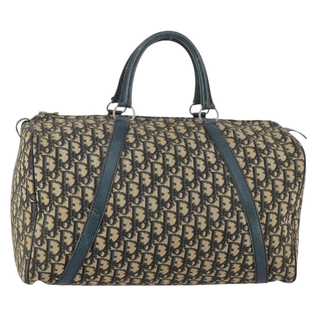 Christian Dior Navy Silver Trotter Canvas Boston Bag Authentic (1 of 18)