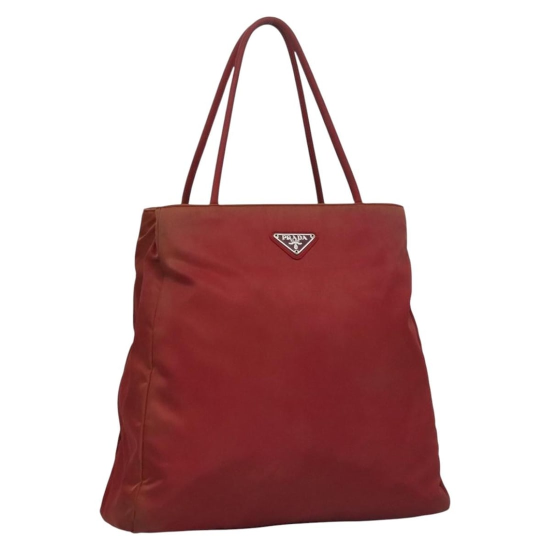 PRADA Red Nylon Hand Bag with Silver Accents Auth ar13253 (1 of 18)