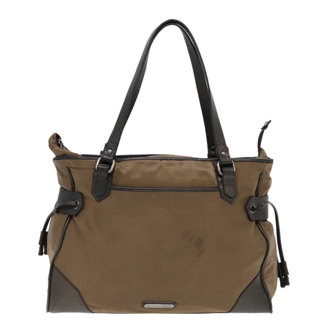 Burberry Nylon Tote Bag Brown Dark Brown Silver with Pouch (1 of 18)