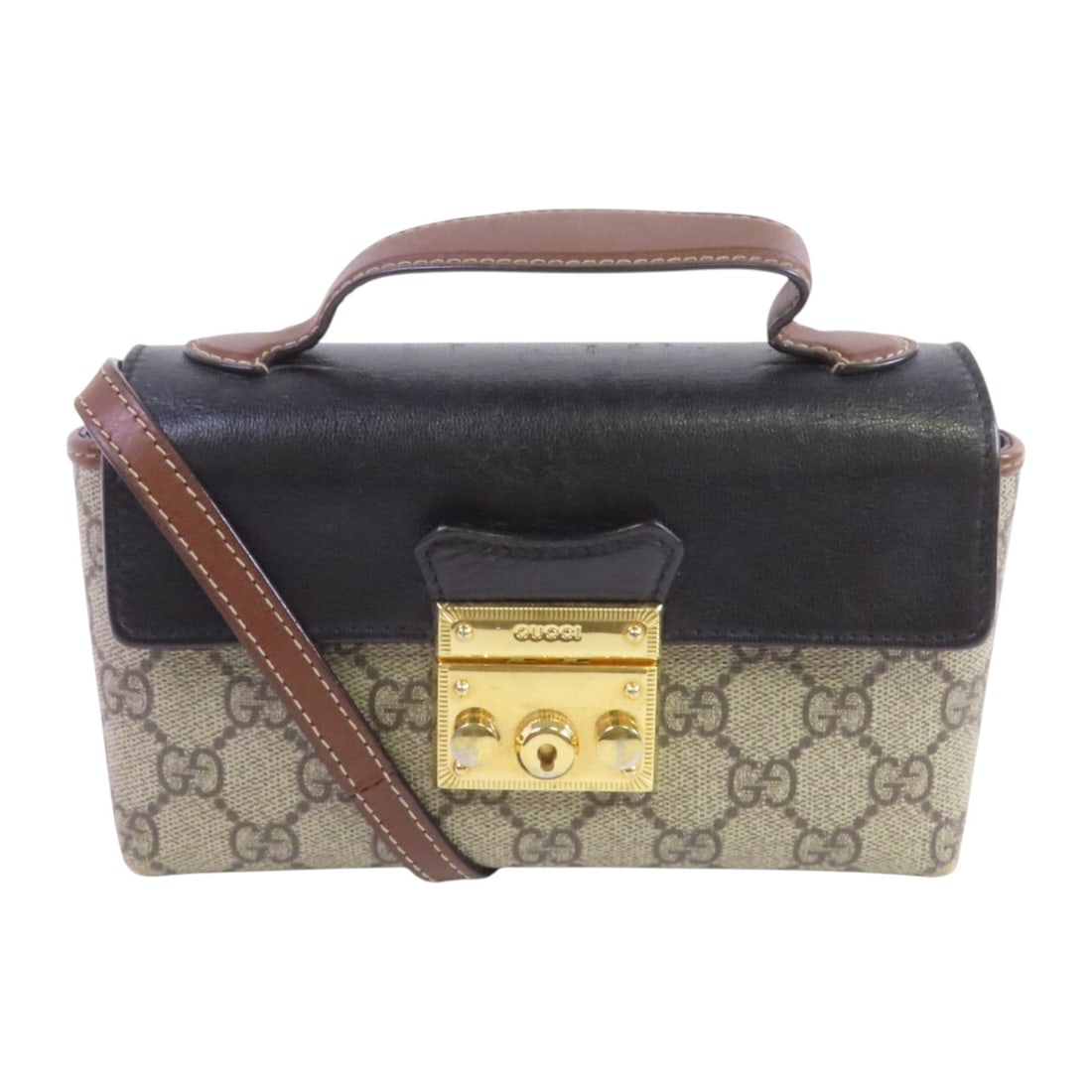 GUCCI GG Padlock Mini Shoulder Bag Coated Canvas Brown Black (1 of 18)