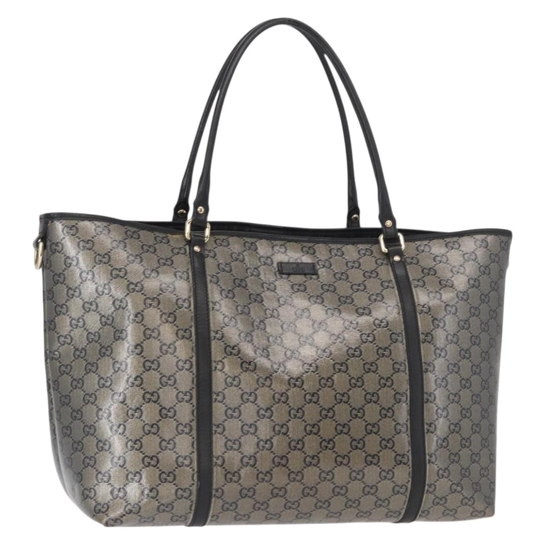 Gucci Navy and Gold GG Crystal Canvas Tote Bag Model 197954: Gucci Navy and Gold GG Crystal Canvas Tote Bag Model 197954 This is a GUCCI GG Crystal Tote Bag crafted in Italy from signature GG canvas in navy and gold tones. The bag features dual top handles and