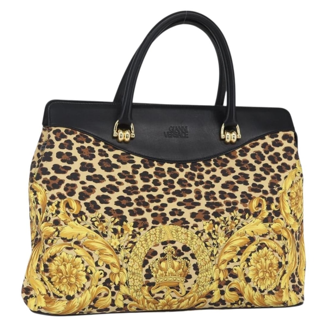 Gianni Versace Yellow Black Leather Hand Bag Italy BA8446: Gianni Versace Yellow Black Leather Hand Bag Italy BA8446 This stylish hand bag by Gianni Versace showcases a striking yellow and black leather exterior, perfect for making a fashion statement. The ba