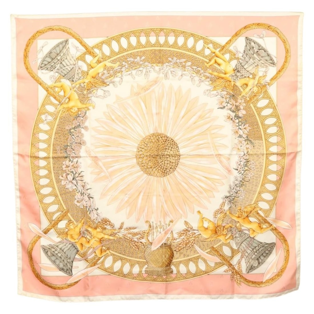 HERMES AMOURS Pink Silk Carre 90 Scarf Made in France (1 of 15)