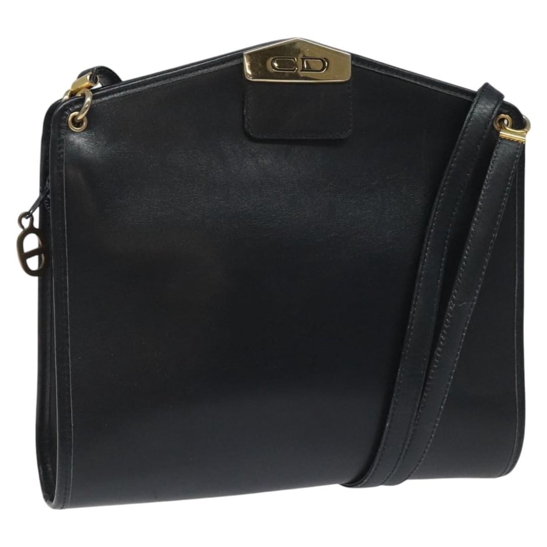 Christian Dior Navy Gold Leather Shoulder Bag Auth AR13274: Christian Dior Navy Gold Leather Shoulder Bag Auth AR13274 Elevate your style with this authentic Christian Dior Chain Shoulder Bag, expertly crafted from premium leather in a striking navy and gold c