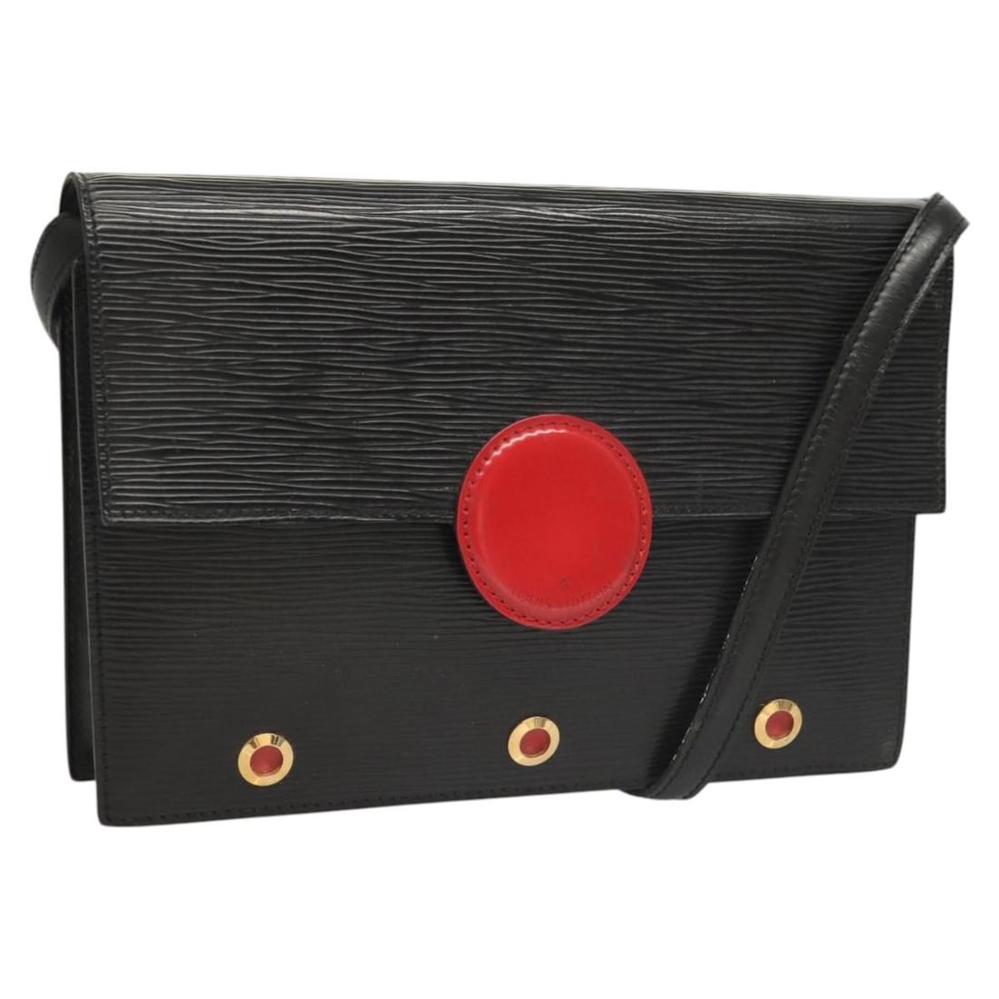 LOUIS VUITTON Epi Hublot Shoulder Bag Black Red M52557 Auth France (1 of 18)
