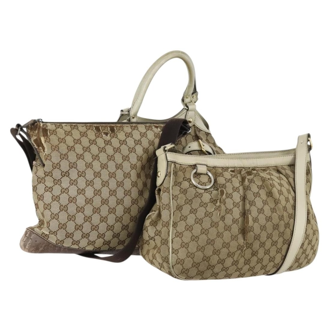 GUCCI GG Canvas Beige Gold Shoulder Bag Set of 3 Authentic (1 of 18)