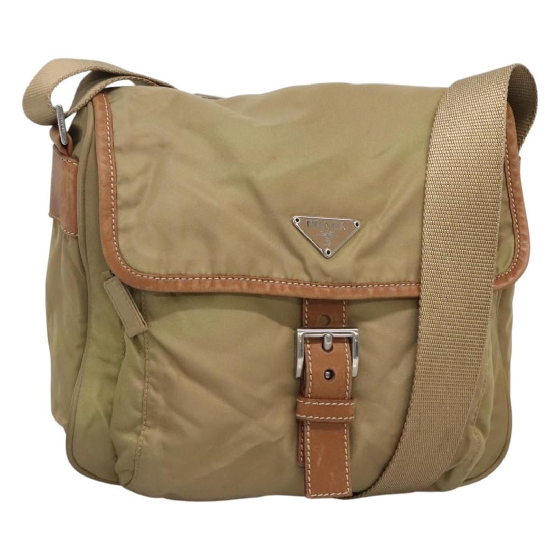 PRADA Beige Silver Nylon Shoulder Bag Made in Italy (1 of 18)