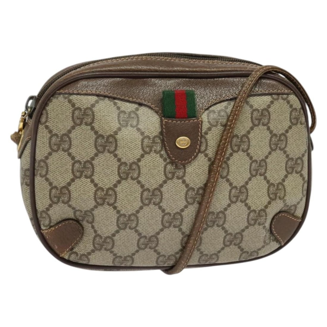 GUCCI GG Supreme Sherry Line Beige Shoulder Bag PVC 156 02 066 Auth: GUCCI GG Supreme Sherry Line Beige Shoulder Bag PVC 156 02 066 Auth This authentic GUCCI GG Supreme Web Sherry Line Shoulder Bag is crafted from durable PVC leather in a sophisticated beige and gold c