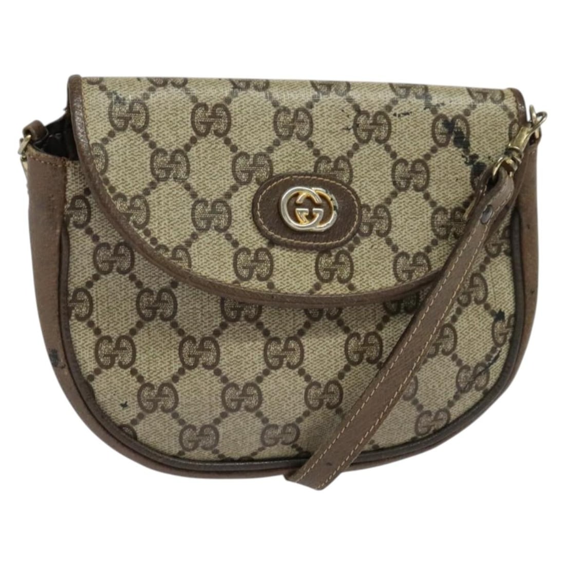 GUCCI GG Supreme Beige Gold PVC Shoulder Bag Italy: GUCCI GG Supreme Beige Gold PVC Shoulder Bag Italy This GUCCI GG Supreme Shoulder Bag combines elegance and functionality in a chic design. Crafted in Italy, this stylish shoulder bag features durable