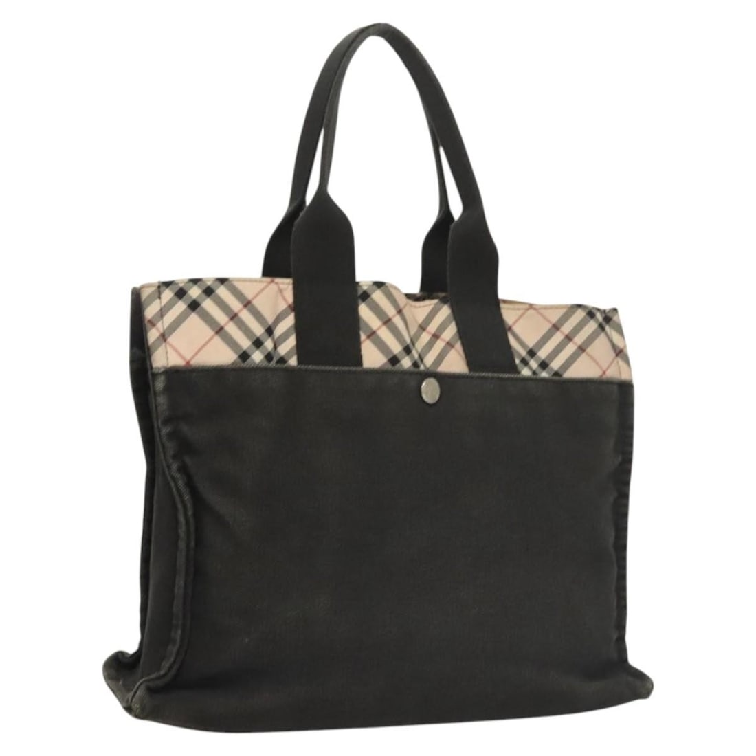 BURBERRY Nova Check Hand Bag Black Beige Nylon Auth Japan: BURBERRY Nova Check Hand Bag Black Beige Nylon Auth Japan This BURBERRY Nova Check Blue Label Hand Bag combines style and practicality with its classic black and beige nylon exterior. Designed for eve