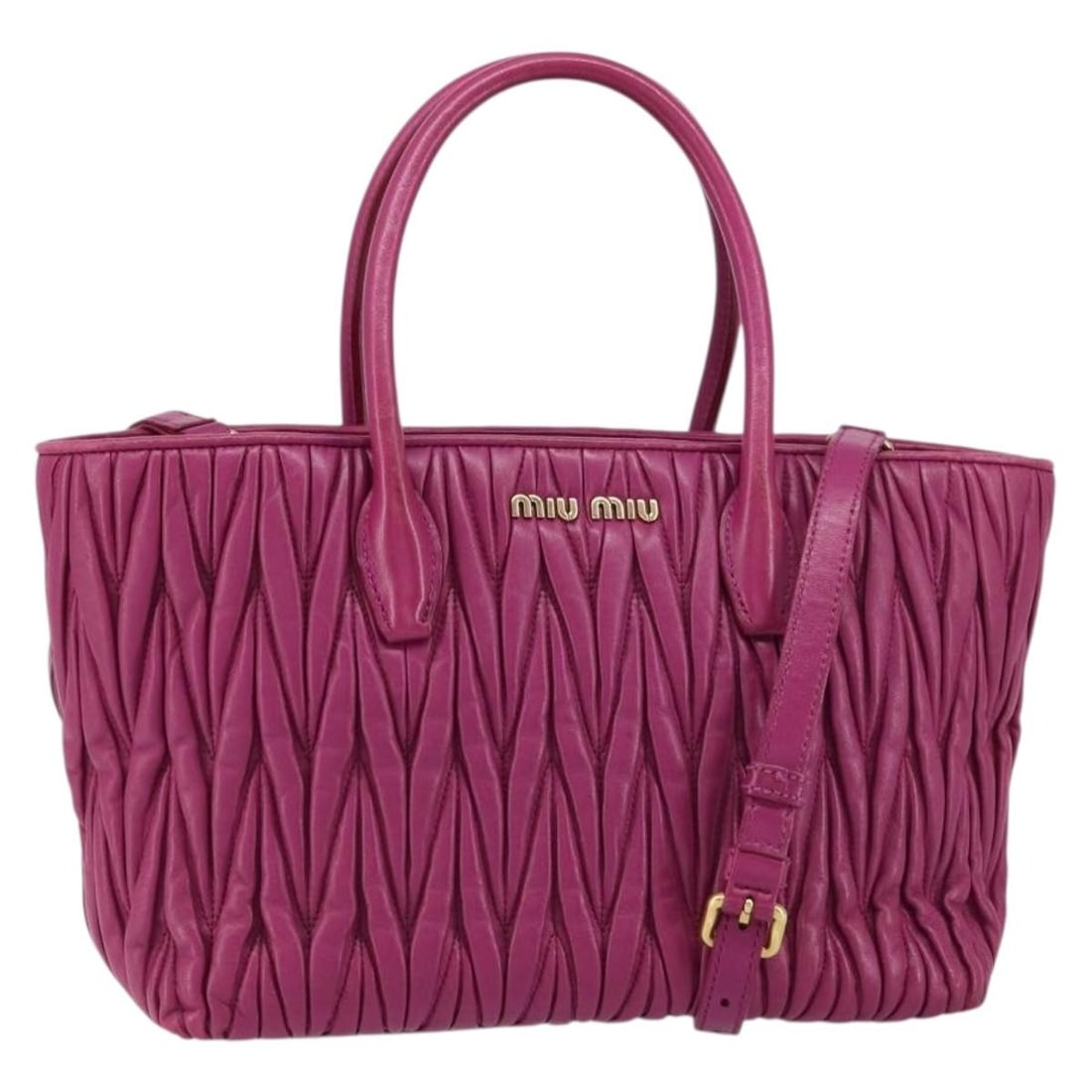 Miu Miu Leather Pink Gold 2 Way Hand Bag Auth ka823: Miu Miu Leather Pink Gold 2 Way Hand Bag Auth ka823 This Miu Miu handbag combines exquisite leather craftsmanship with a stunning pink and gold color palette. Made in Turkey, this stylish hand bag fea