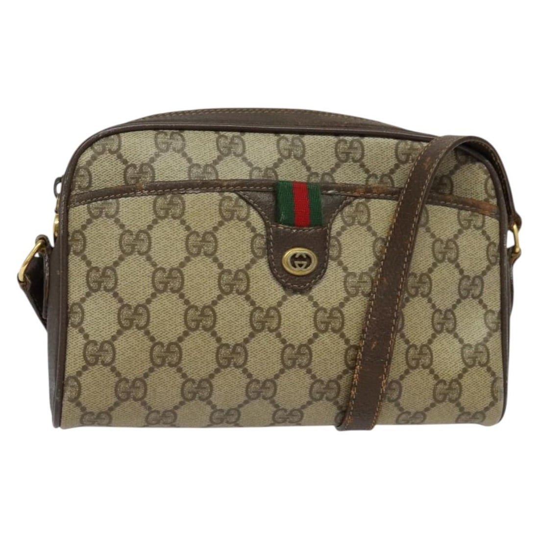 GUCCI GG Supreme Web Sherry Line Shoulder Bag Beige Gold PVC 116 02 089 Auth: GUCCI GG Supreme Web Sherry Line Shoulder Bag Beige Gold PVC 116 02 089 Auth Introducing the GUCCI GG Supreme Web Sherry Line Shoulder Bag, a stylish and practical accessory crafted from durable PVC l