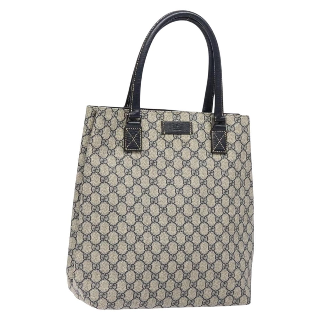 GUCCI GG Supreme Tote Bag PVC Leather Navy Silver 131220 Auth (1 of 18)