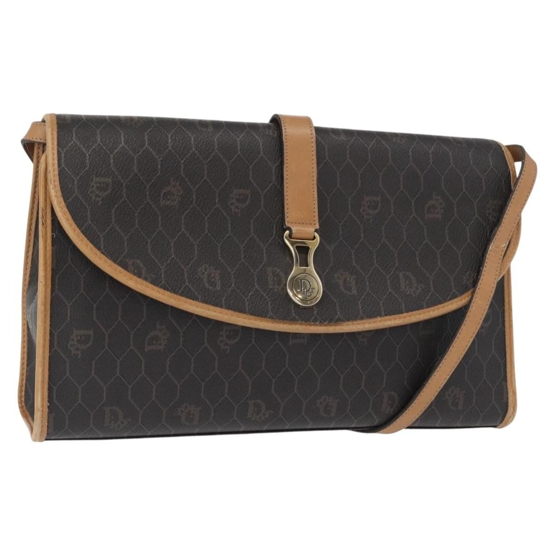 Christian Dior Honeycomb Canvas Shoulder Bag Black Gold PVC Authentic: Christian Dior Honeycomb Canvas Shoulder Bag Black Gold PVC Authentic This Christian Dior Honeycomb Canvas Shoulder Bag is a stylish and functional accessory, crafted from durable PVC leather in a str