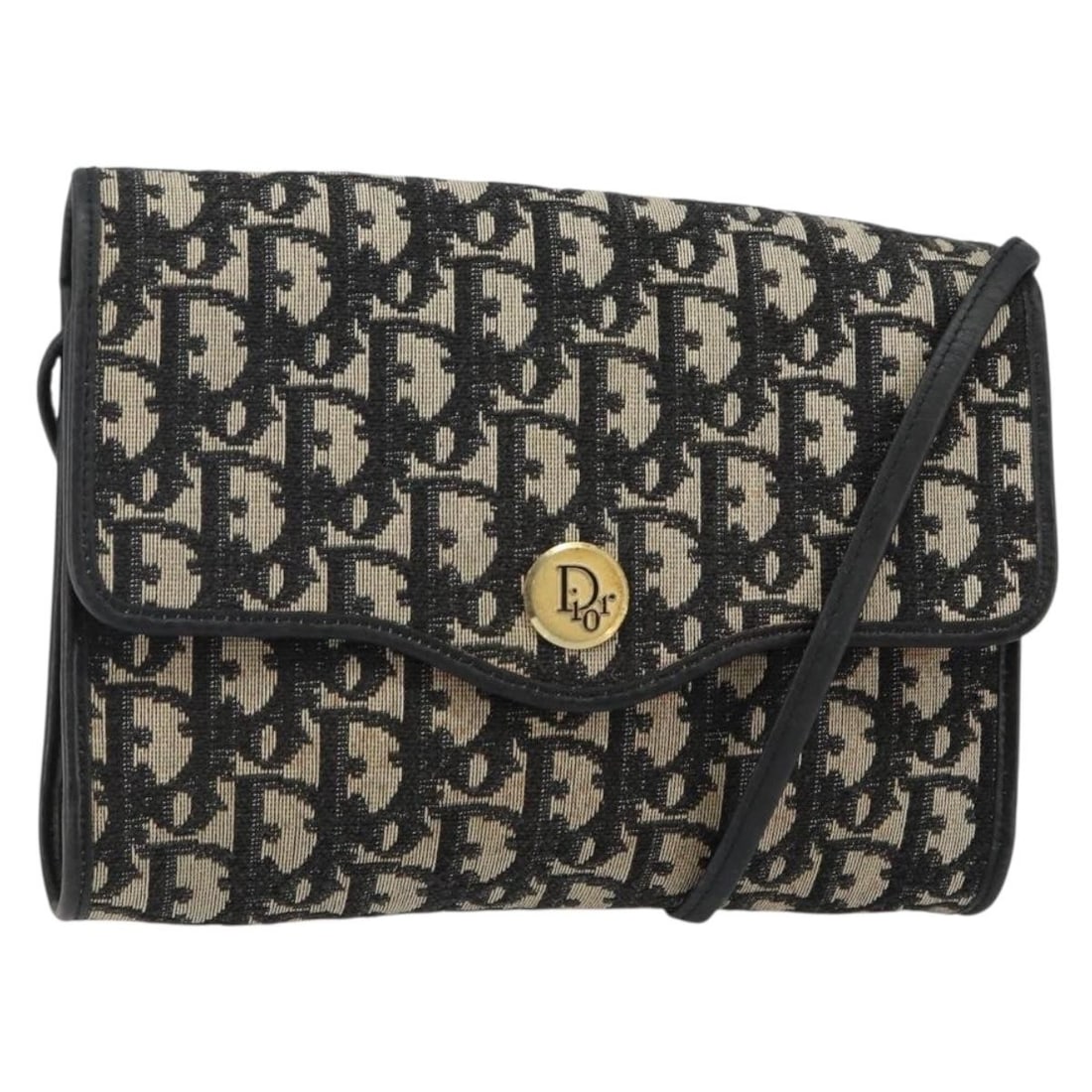 Christian Dior Trotter Canvas Shoulder Bag Navy Gold Made in France (1 of 18)