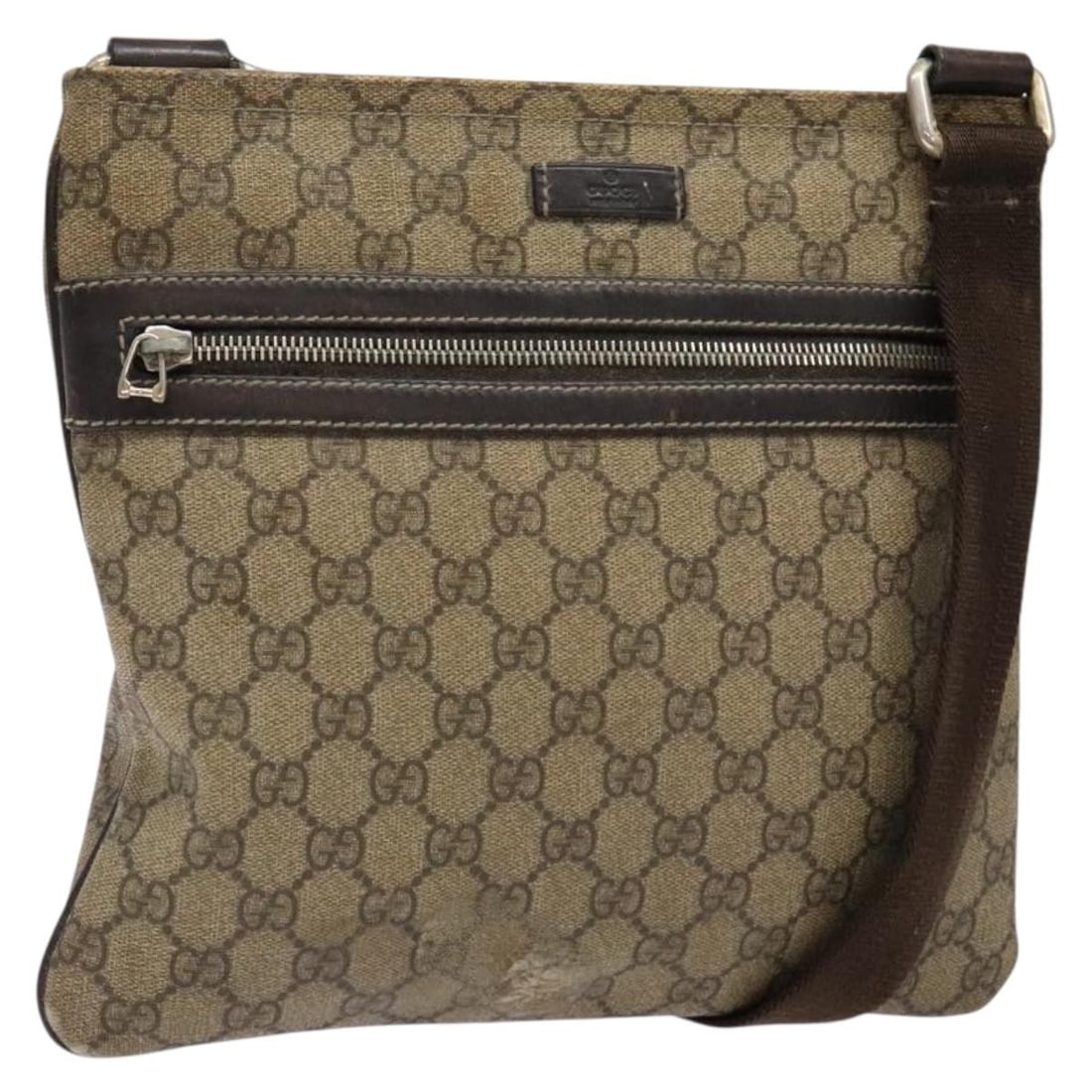 GUCCI GG Supreme Beige Gold Shoulder Bag PVC 295257 Authentic (1 of 18)