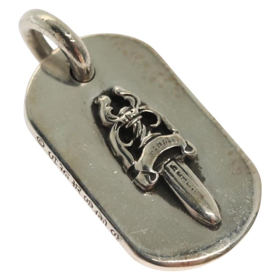 Chrome Hearts Ag925 Silver Raised Dagger Dog Tag Necklace Authentic (1 of 8)