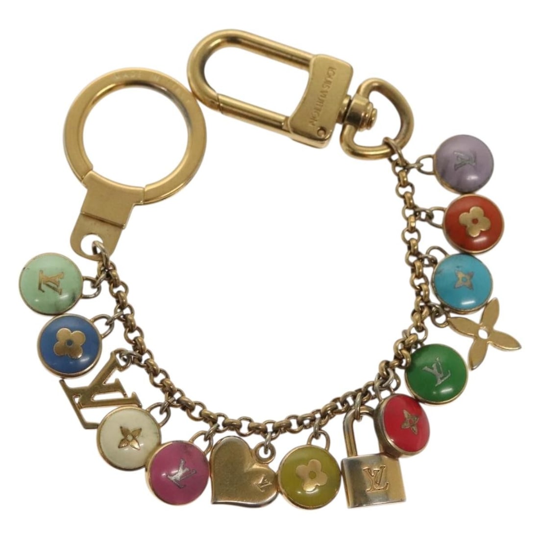 Louis Vuitton M66005 Gold Metal Key Holder Auth Italy: Louis Vuitton M66005 Gold Metal Key Holder Auth Italy This Louis Vuitton Porte Cles Chaine Pastille Key Holder is a stylish and functional accessory crafted from high-quality metal in a stunning gold