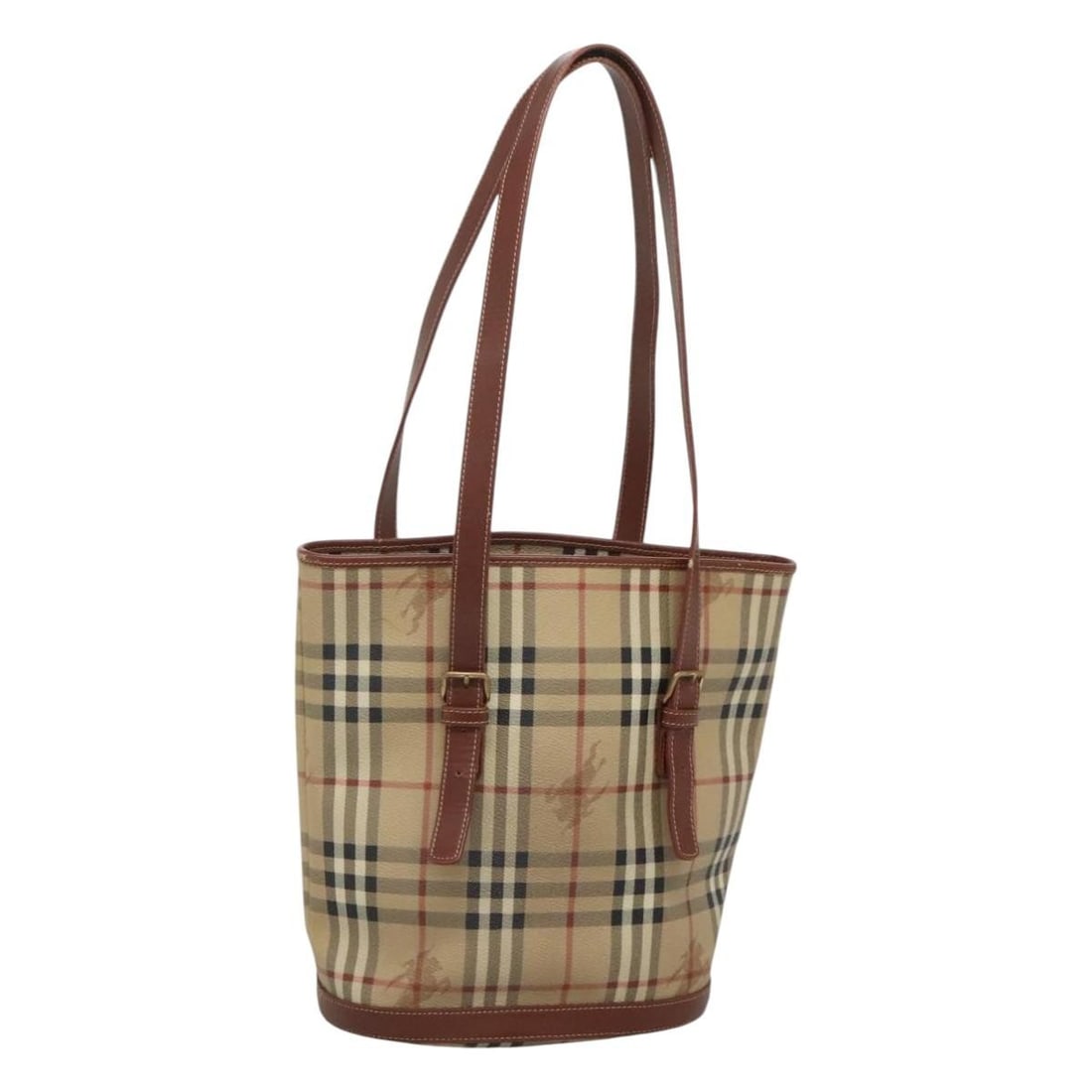 Burberry Nova Check Beige Gold PVC Leather Shoulder Bag Italy (1 of 18)