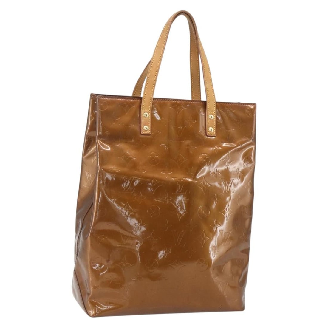 Louis Vuitton Reade MM Monogram Vernis Bronze Patent Leather Tote M91143 (1 of 18)